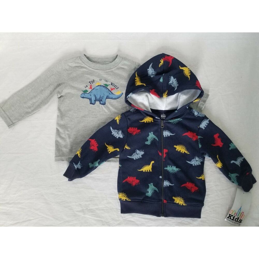 Kids Headquarters 2pc long sleeve dinosaur print shirt and jacket set 6-9 months